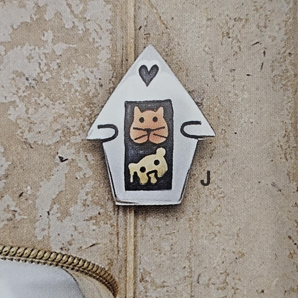 Silpada Rare Sterling Silver Brass Copper Cat Dog Heart House Pin Brooch FFI664 - Picture 16 of 16